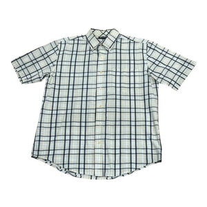 Puritan Shirt Mens Medium Blue Plaid Short Sleeve Button Front Wrinkle Resistant